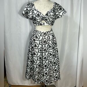 BCBGMaxAzria Black and White Floral Skirt Set